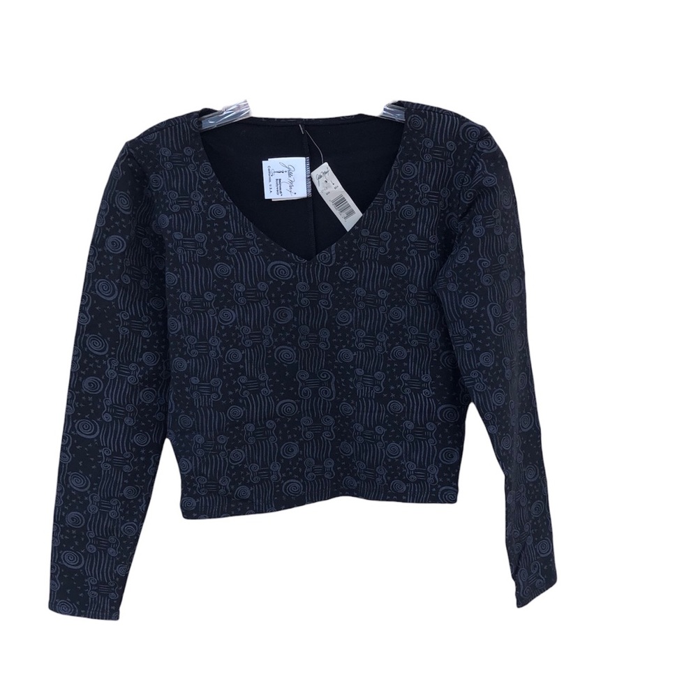 Gilda Marx Breathable’s Bodywear, V Neck, Long Sleeve, Grey and Black Print Top. - Picture 5 of 9